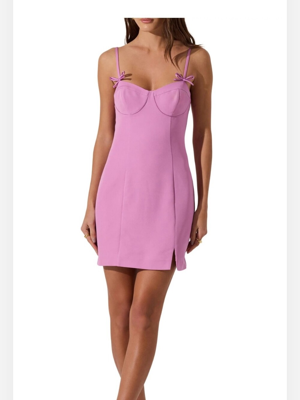 ASTR The Label Bow Detail Minidress In Color Lilac Pink Size Large NWT